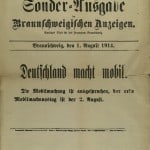 Sonderausgabe zur Mobilmachung vom 1. August 1914. Stadtarchiv H_VII_a_00012