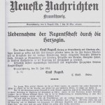 Sonderausgabe zur Übertragung der Regentschaft auf Herzogin Viktoria Luise. Archiv E.-J. Zauner