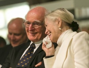 Beide hatten gut lachen: Professor Dr. Hans-Ulrich Wehler und seine Frau Renate bei der Preisverleihung des Lessing-Preises für Kritik 2014. Foto: Peter Sierigk