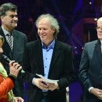Rita Girschikowsky (Präsidentin Niedersächsischer Leichtathletik-Verband), Axel Richter und Gerhard Glogowski (beide von der Braunschweigischen Stiftung/von links) im Gespräch mit Moderator Clemens Löcke (Bildmitte). Foto: Andreas Greiner-Napp