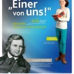 Plakat mit August Heinrich Hoffmann von Fallersleben. Copyright: „Braunschweig Stadtmarketing GmbH/Steffen und Bach