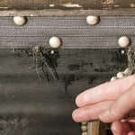 Die Fransenborte führte einst um den kompletten Sarg herum. Nur noch marginale Reste des Samtflors sind noch erhalten. Foto: Peter Sierigk