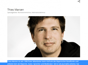 Förderpreisträger Thies Marsen. Screenshot von Homepage Bayrischer Rundfunk