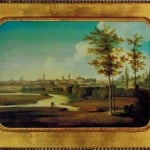 Blick auf die Stadt Braunschweig von Süden als Gemälde auf Eisenblech. Foto: Detlev Richter