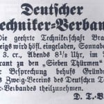 Anzeige mit der Einladung zur Gründung des Technikervereins Braunschweig aus dem Jahr 1887. Foto: Technikerverein