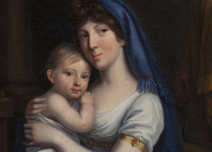 Ausschnitt aus dem Gemälde „Prinzessin von Baden Herzogin von Braunschweig-Oels mit Kind“. Foto: Schlossmuseum/Peter Sierigk