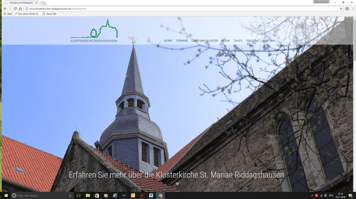 Internetseite der Klosterkirche Riddagshausen. Screenshot: meyermedia