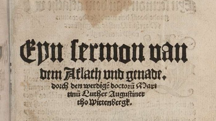 Ausschnitt von der Titelseite der Luther-Schrift „Sermon von Ablass und Gnade“. Foto: Ostwald