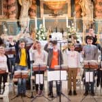 Das Ensemble "Junges Blech", in dem Kinder und Jugendliche im Alter zwischen 13 und 19 Jahren musizieren. Foto: Ronald Schrötke.