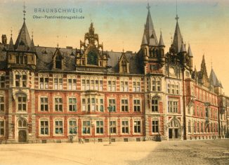 Oberpostdirektion in der Friedrich-Wilhelm-Straße. Bildnachweis: Stadtarchiv Braunschweig (H XVI: E V 4)