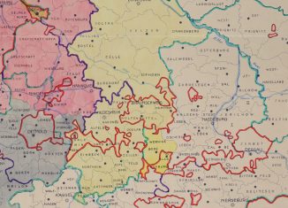 Ausschnitt Gaueinteilung Nordwest-Deutschlands nach Klagges (1934). Quelle: Niedersächsisches Landesarchiv – Standort Wolfenbüttel, K 14057, Blatt II.