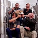Die vier Gesellschafter Stefpan Speit und Braumeister Paul Briesemeister (oben von links) sowie Max Juraschek und Alexander Zahn (unten von links). Foto: NJB