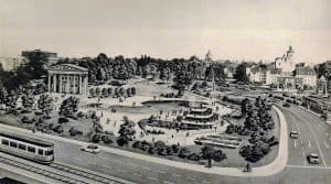 Entwurf des Schlossparks mit Portikus der Schlossfassade von Helge und Margret Bofinger. Foto: Archiv Bofinger