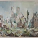 Anklänge an Lyonel Feininger: Wilhelm Frantzen Trümmerlandschaft mit Blick auf St. Martini. Foto: Stiftung Prüsse / Andreas Greiner-Napp