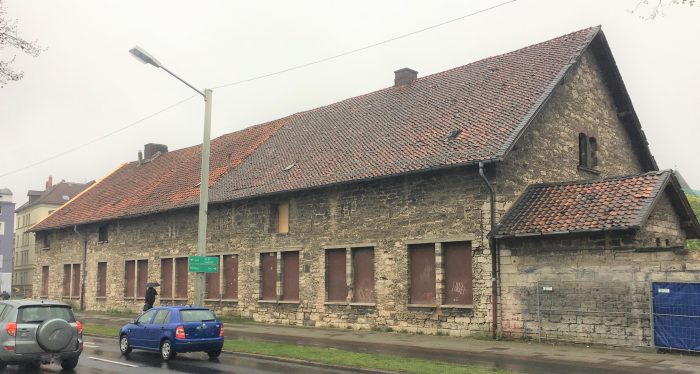 Blick von der Stadthalle auf die Scheunen. Foto: Borek Immobilien