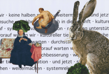 Collage „und jetzt“ von Rosi Marx.