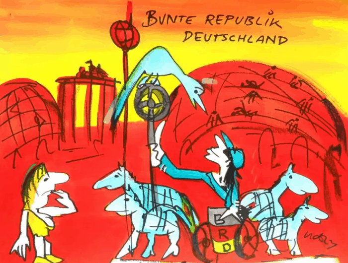 Aquarell „Bunte Republik Deutschland“ von Udo Lindenberg. Foto: Stiftung Prüsse