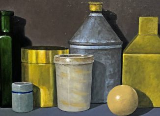 Horst Schmidt: „Morandi gewidmet“, Öl auf Malkarton, 2019. Foto: Florian Arnold