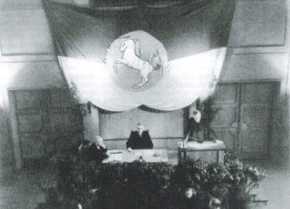 Gerhard von Frankenberg während seiner Rede im Braunschweiger Landtag am 21. November 1946. Foto: Universitätsbibliothek Braunschweig