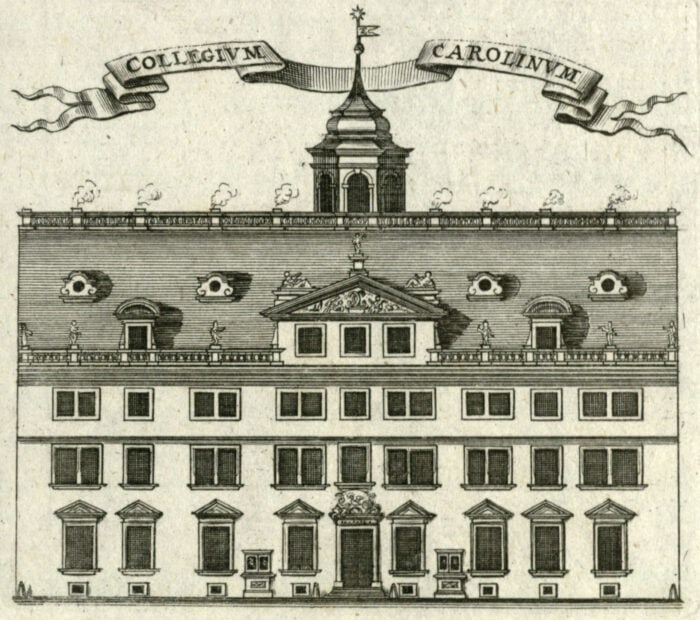 Die Wurzeln der TU Braunschweig: Das Collegium Carolinum Vorderfront des Gebäudes des Collegium Carolinums am Bohlweg in Braunschweig, um 1750. Foto: Stadtarchiv Braunschweig