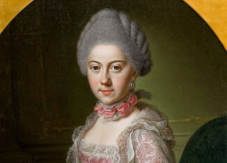 Barbara Rosina de Gasc, signiert: Herzogin Augusta Dorothea von Braunschweig-Wolfenbüttel, Öl auf Leinwand, um 1768. Detail.