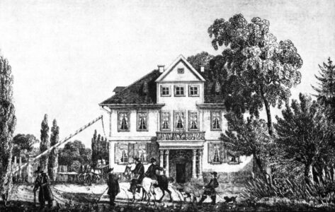 Das Großes Weghaus in Stöckheim, um 1840, Lithografie W. Pinx. Foto: gemeinfrei