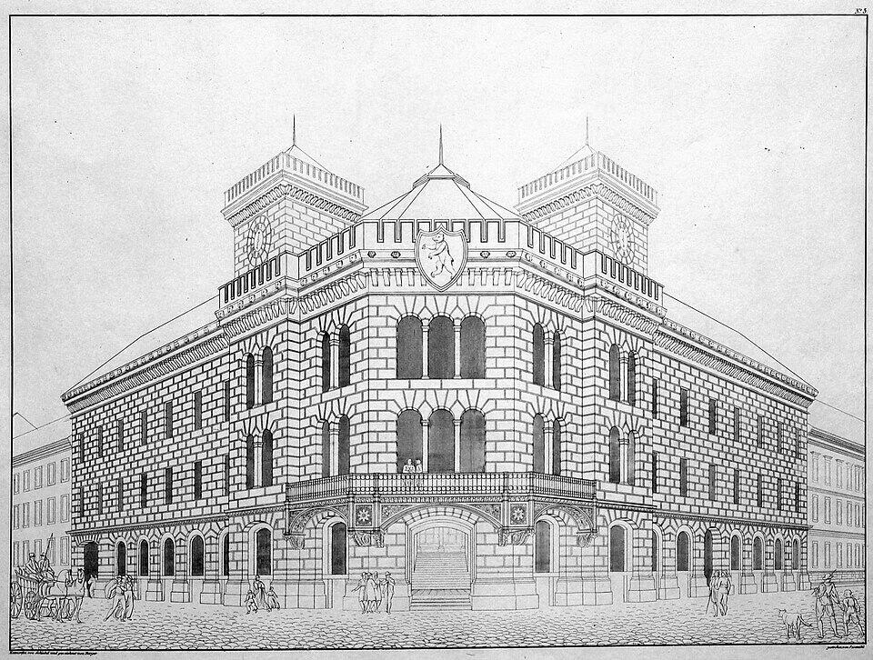 Karl Friedrich Schinkels nicht umgesetzter Entwurf für das Berliner Rathaus aus dem Jahr 1817. Foto: gemeinfrei