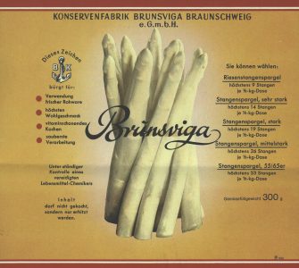 Spargelwerbung der Konservenfabrik Brunsviga. Foto: Stadtarchiv
