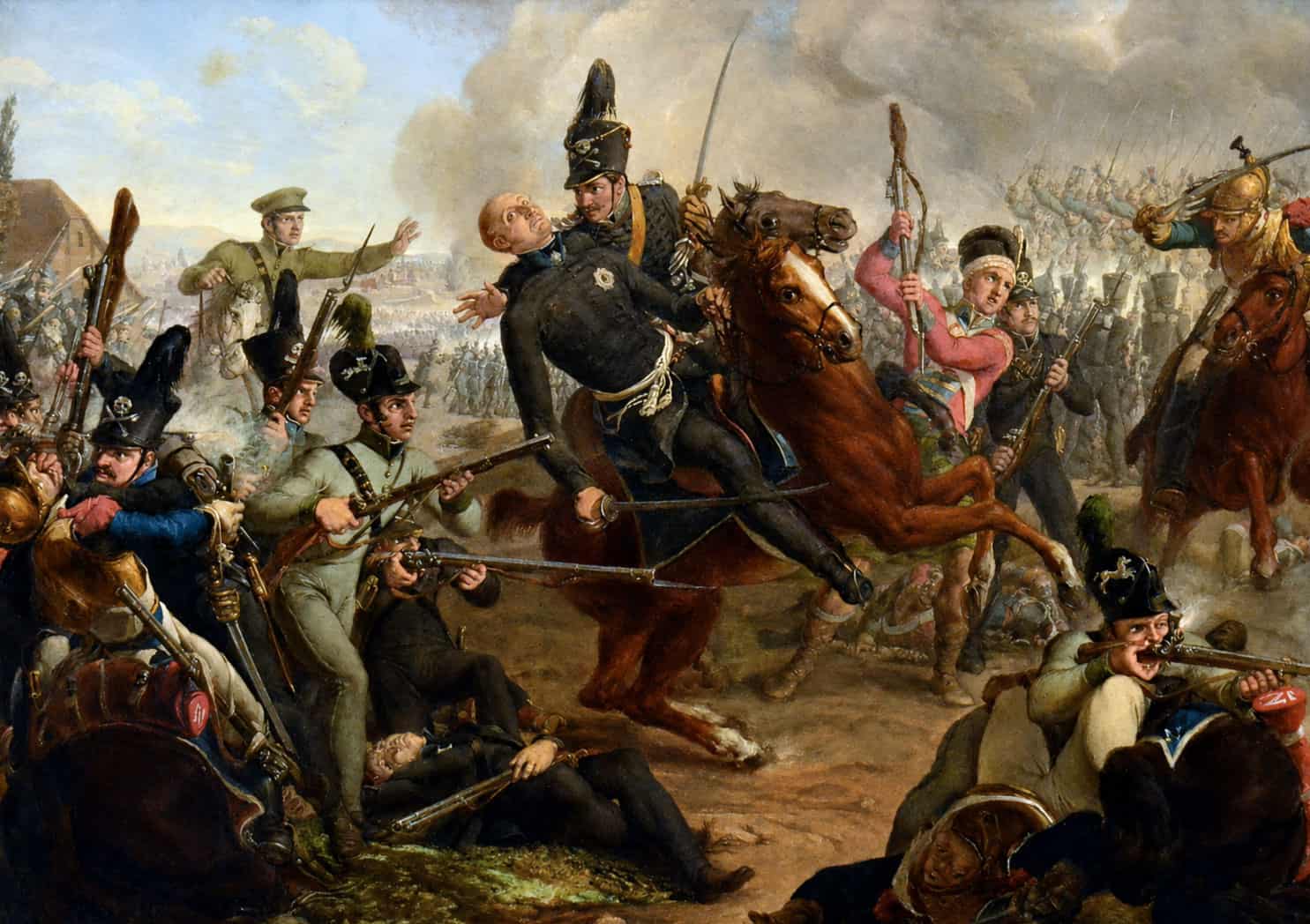 Tod des Schwarzen Herzogs auf dem Schlachtfeld bei Quatre Bras, Friedrich Matthäi, um 1835. Foto: Braunschweigisches Landesmuseum