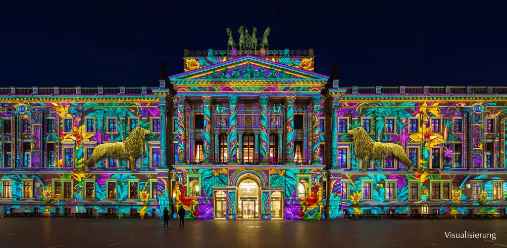 Wahrzeichen werden in bunte Lichter getaucht